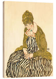 Wood print Edith Schiele, seated, 1915