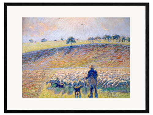 Ingelijste kunstdruk Schafhirte mit Herde (Berger avec Moutons). 1888