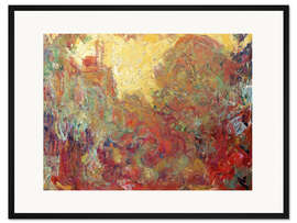 Gerahmter Kunstdruck Haus in Giverny, Komposition in rot 