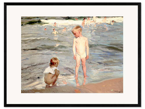 Framed art print Children on the beach of Valencia