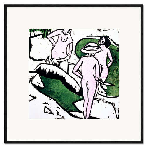 Framed art print Bathing women between white stones