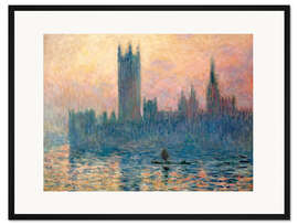 Gerahmter Kunstdruck Parlament in London bei Sonnenuntergang