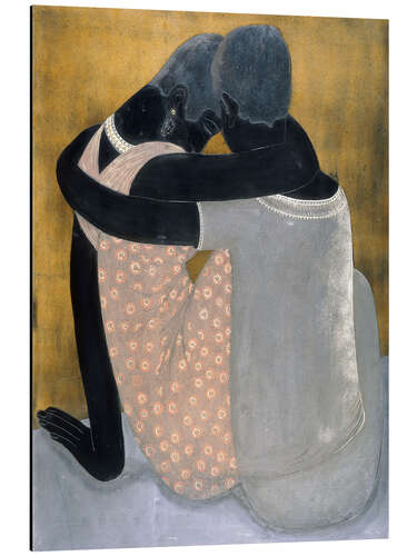 Obraz na aluminium Two seated women hugging each other