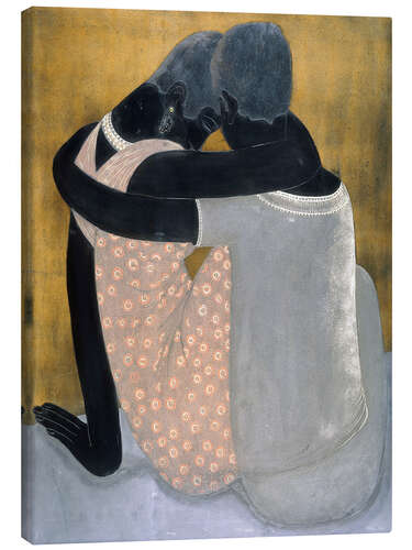 Canvas-taulu Two seated women hugging each other