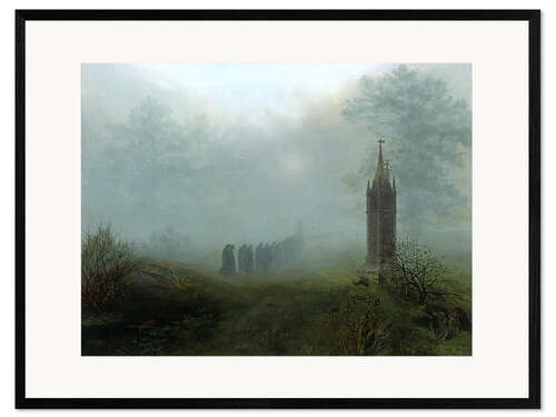 Ingelijste kunstdruk Procession in the fog