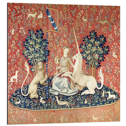 Aluminium print The Lady and the Unicorn: The sense of sight
