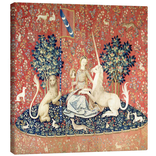 Leinwandbild Die Dame mit dem Einhorn: Der Sehsinn