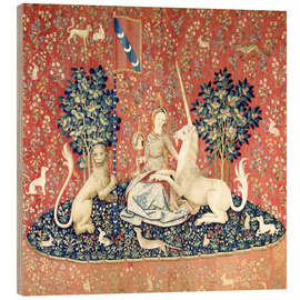 Holzbild Die Dame mit dem Einhorn: Der Sehsinn
