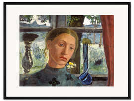 Gerahmter Kunstdruck Mädchen vor einem Fenster