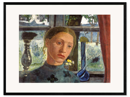Innrammet kunsttrykk A girl's head in front of a window