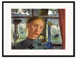 Kehystetty taidepainatus A girl's head in front of a window