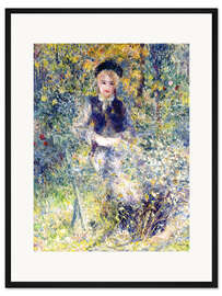 Gerahmter Kunstdruck Junges Mädchen auf einer Gartenbank