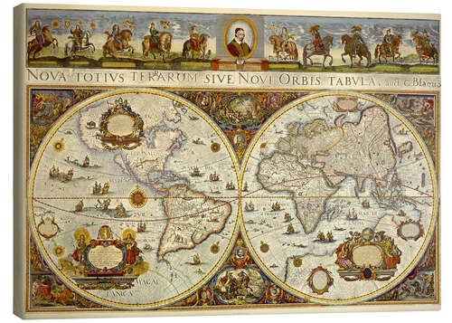 Canvas print Great World Map 1665