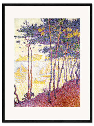 Kehystetty taidepainatus Pine trees and sailing boats