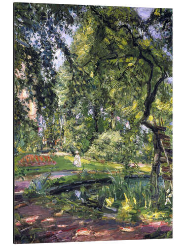 Aluminiumtavla Garten in Godramstein mit verwachsenem Baum und Weiher. 1910