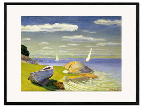 Gerahmter Kunstdruck Boot am Ufer im Viksfjord. 1918