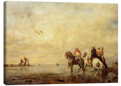 Lærredsbillede A falcon hunt in the Sahara desert