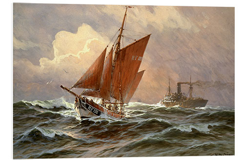 PVC-tavla Sailors and steamboat on the North Sea