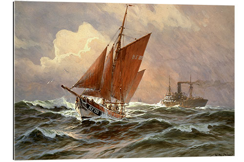 Gallery print Sailors and steamboat on the North Sea