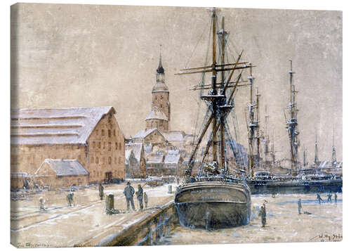 Canvas print Winter storage of sailors in Wolgast