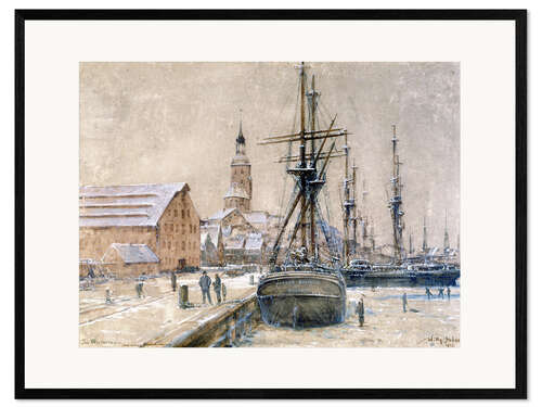 Ingelijste kunstdruk Winter storage of sailors in Wolgast