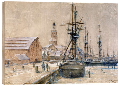 Wood print Winter storage of sailors in Wolgast