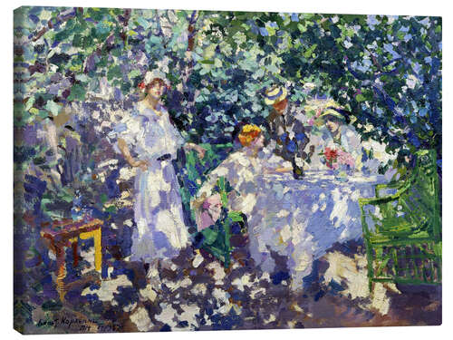 Canvas print Small company in a blooming garden, 1914