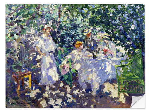 Vinilo para la pared Small company in a blooming garden, 1914