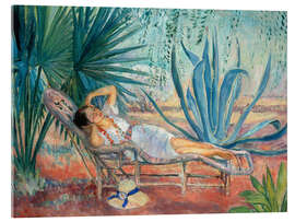 Acrylglasbild Marthe schlafend im Liegestuhl in Saint-Tropez