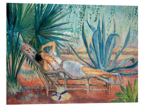 PVC-tavla Marthe sleeping in a deck chair in Saint-Tropez