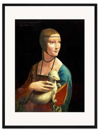 Gerahmter Kunstdruck Dame mit dem Hermelin