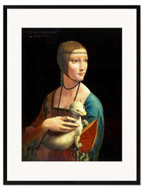 Gerahmter Kunstdruck Dame mit dem Hermelin