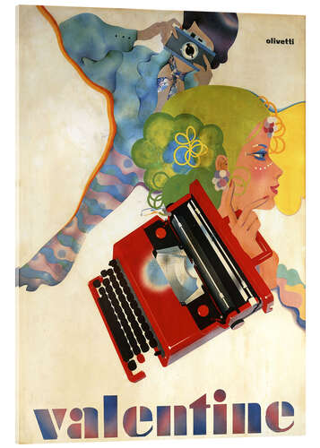 Akrylglastavla Olivetti skrivmaskin "Valentine"
