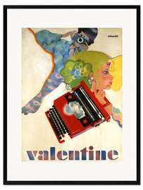 Gerahmter Kunstdruck Schreibmaschine "Valentine" von Olivetti