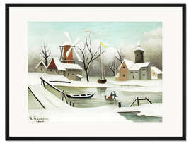 Gerahmter Kunstdruck Winterlandschaft