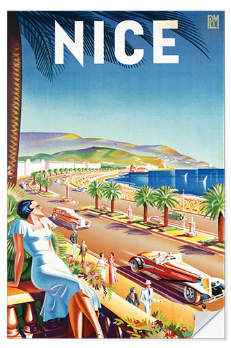 Selvklebende plakat Nice, ca. 1930