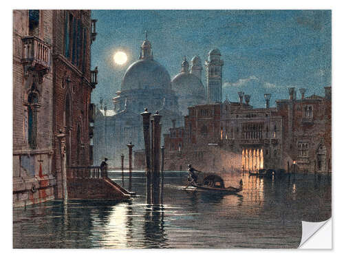 Selvklæbende plakat Venice at moonlight