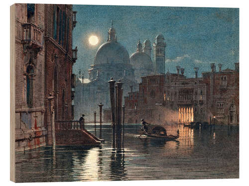 Tableau en bois Venise au clair de lune