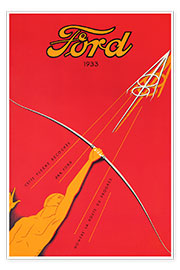 Poster Affiche publicitaire du moteur Ford V8, 1933