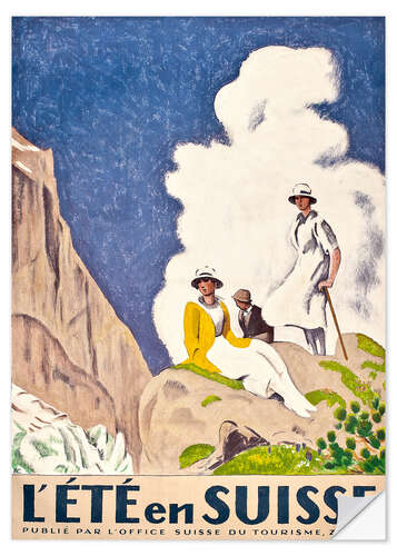 Selvklebende plakat L'ete en Suisse. Ein Poster des Schweizer Fremdenverkehrsamts. 1921.