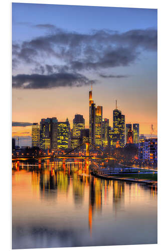 Foam board print Frankfurt skyline reflected in the Main