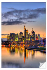 Muursticker Frankfurt skyline reflected in the Main