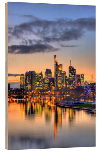 Print på træ Frankfurt skyline reflected in the Main