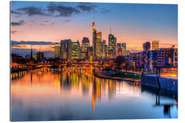 Gallery print Frankfurt skyline at sunset reflected in the Main