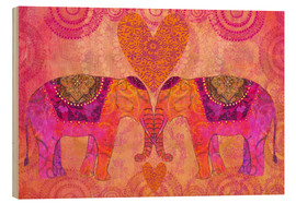Tableau en bois  Éléphants amoureux - Andrea Haase