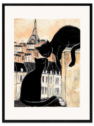 Gerahmter Kunstdruck Katzengeflüster