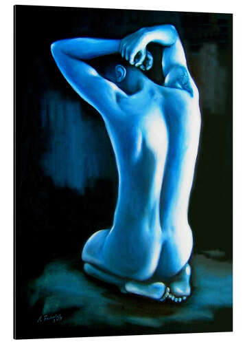 Aluminiumsbilde Male nude in blue