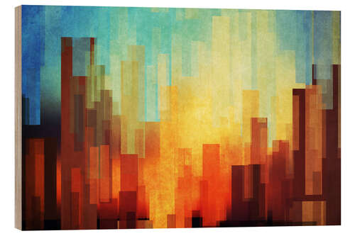 Wood print Urban Sunset