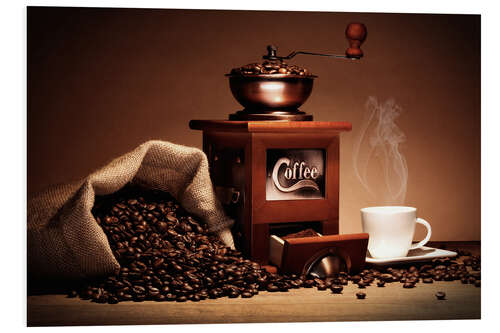 PVC-taulu Coffee grinder with beans and cup