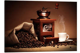 Galleriataulu Coffee grinder with beans and cup